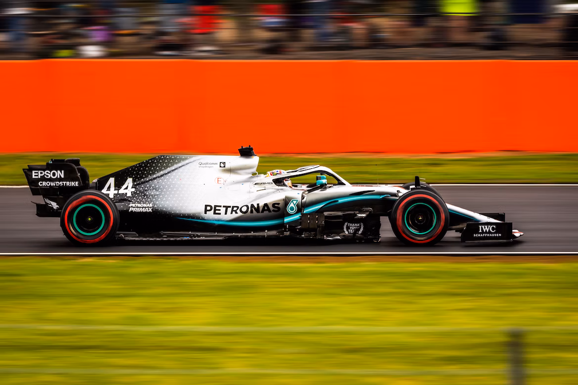 Mercedes Formula 1 car on the track